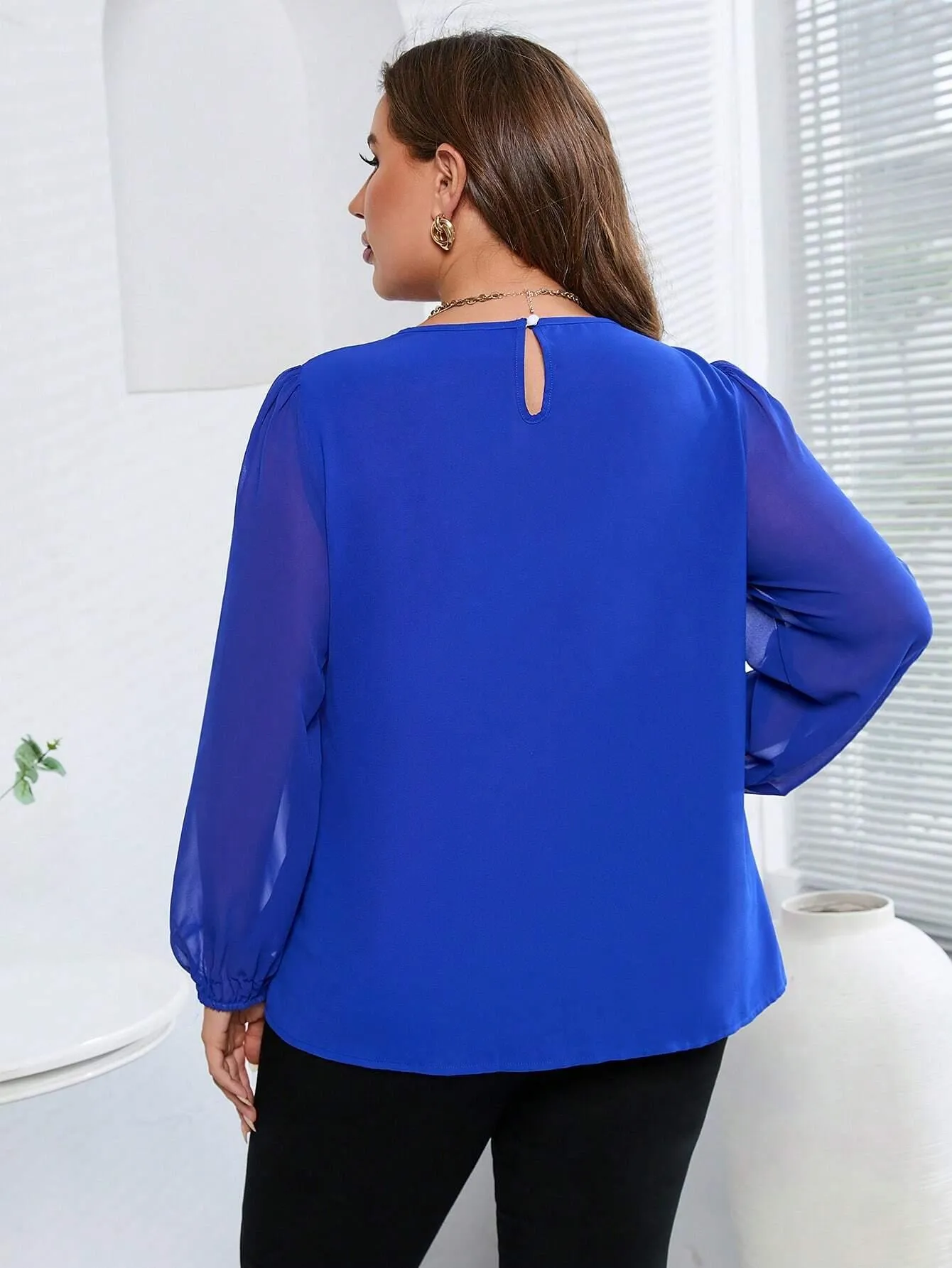 Blusa Social De Manga Longa Plus Size - Audrey