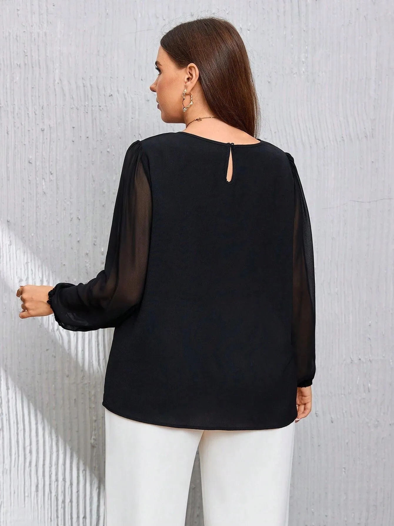 Blusa Social De Manga Longa Plus Size - Audrey