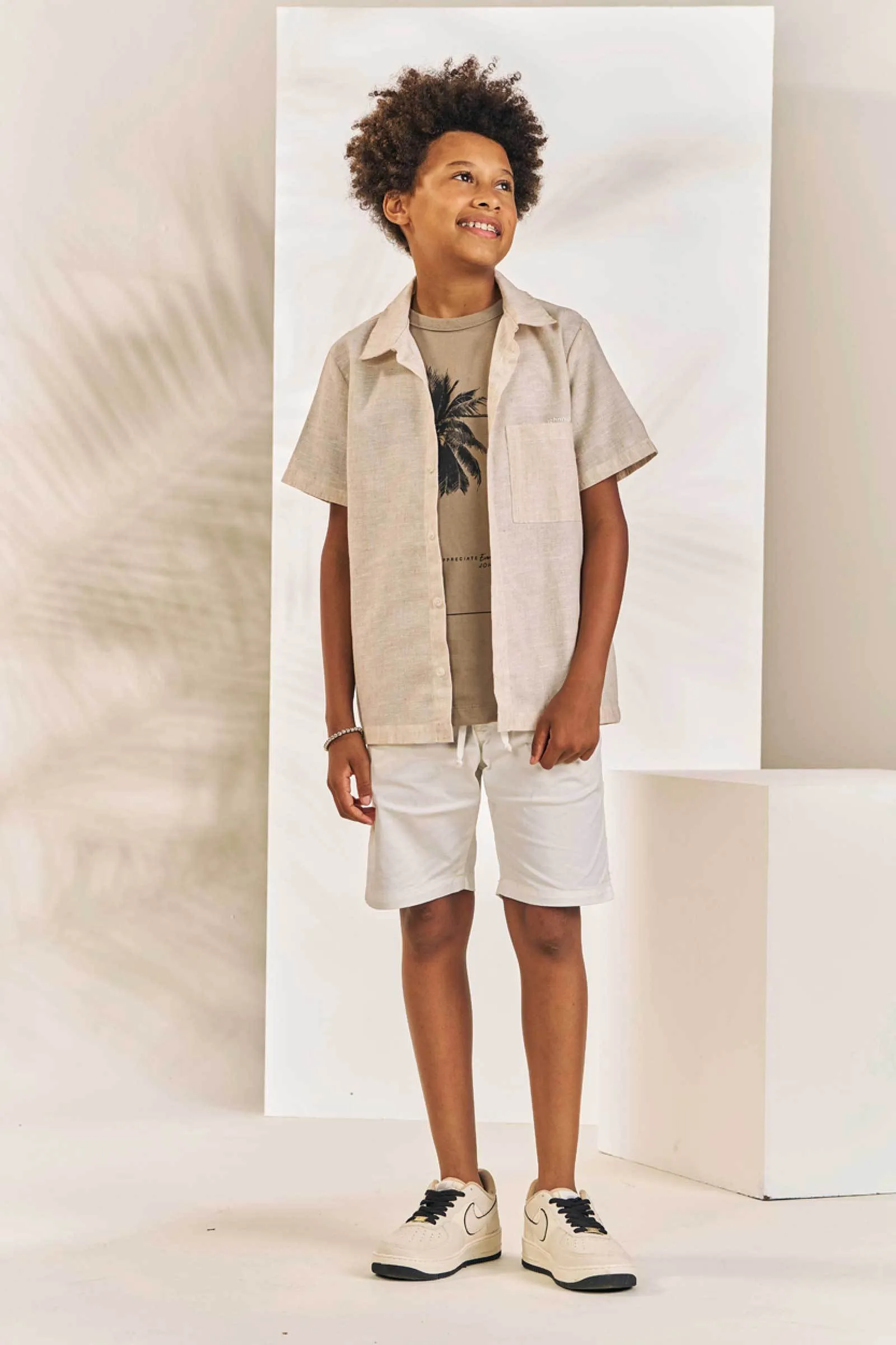 Camisa em Tecido Linen Look Bahamas 75559 Johnny Fox