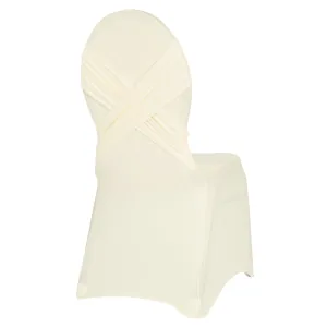 Cross Back Stretch Spandex Banquet Chair Cover - Ivory