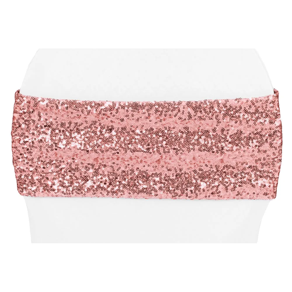 Glitz Sequin Spandex Chair Band - Dusty Rose/Mauve