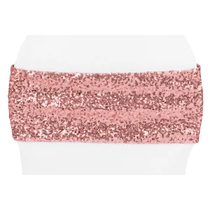 Glitz Sequin Spandex Chair Band - Dusty Rose/Mauve