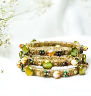 Green Pearls Bangles