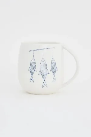 Mug o taza en porcelana con peces ø: 8 cm - h: 10 cm