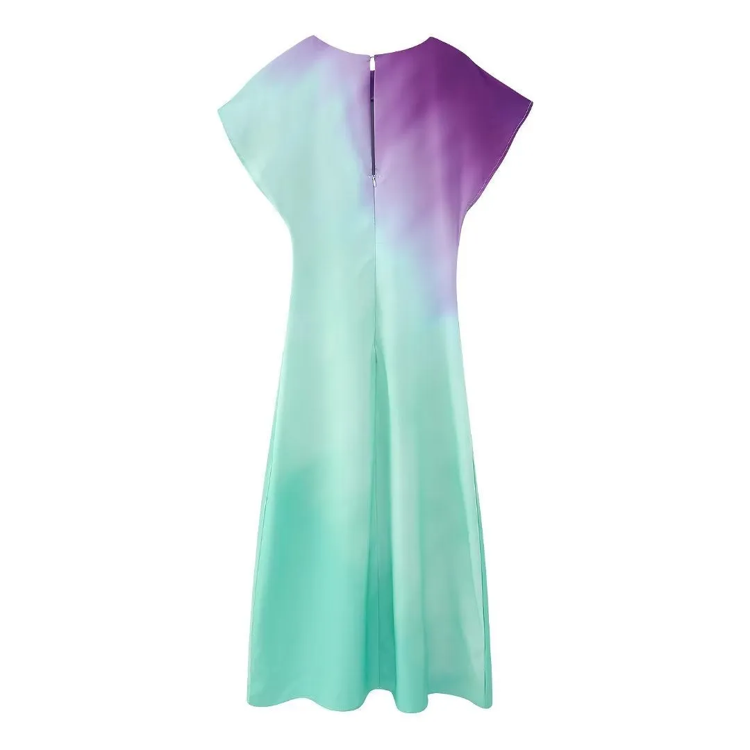 Pre Order:  Tie Dye Cap Sleeves Midi Dress