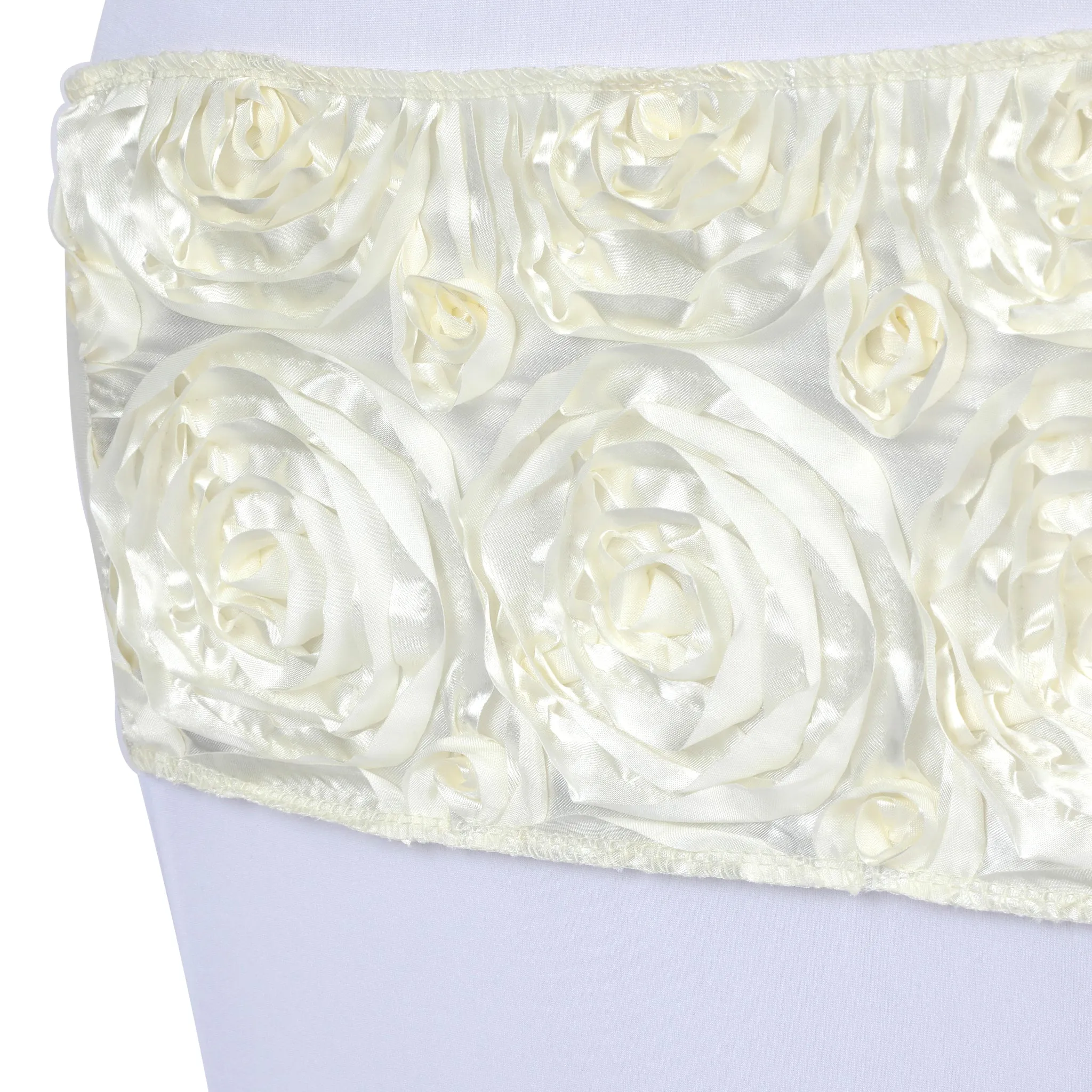 Rosette Spandex Chair Sash Band - Ivory