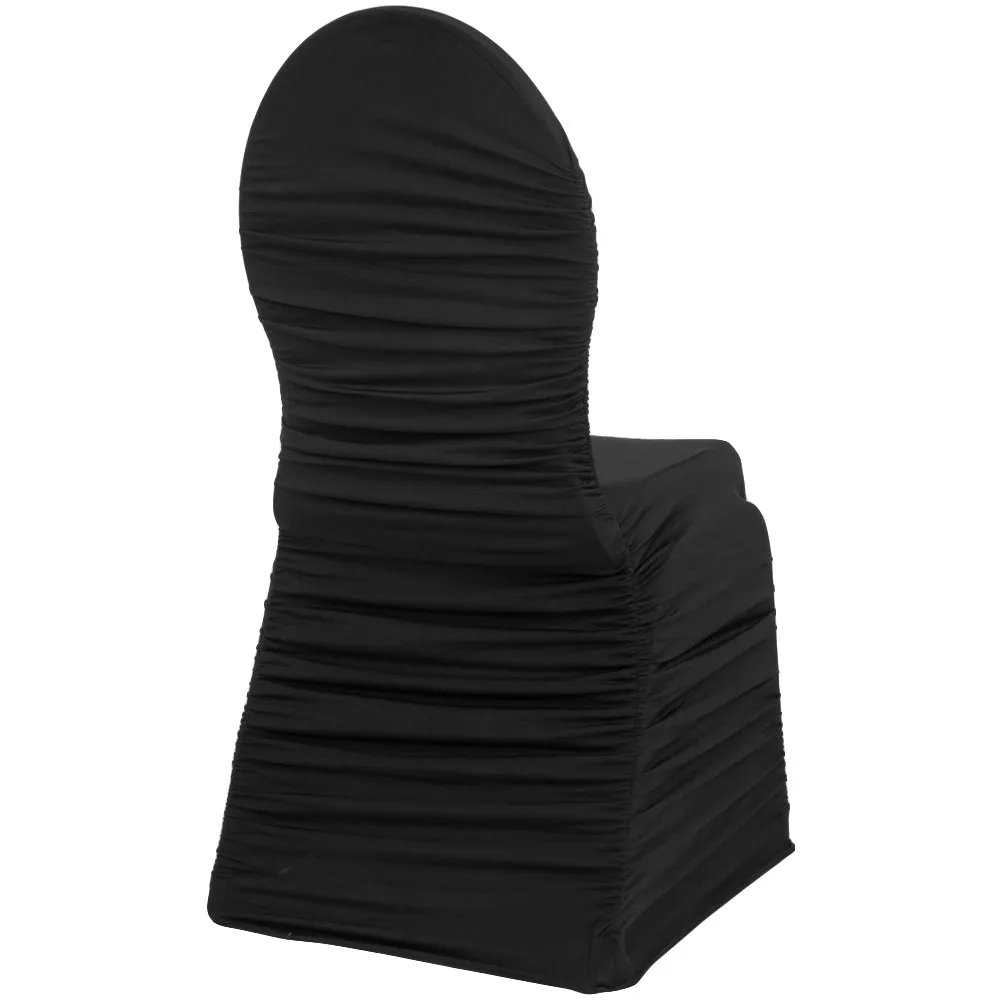 Ruched Fashion Spandex Banquet Chair Cover - Black