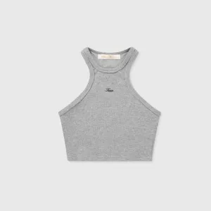 Signature Ribbed Crop Tank - Gray