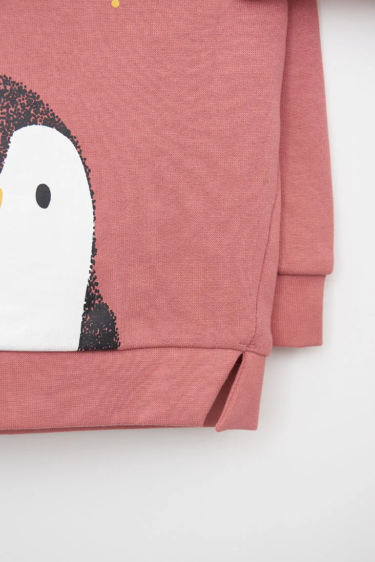 Sudadera con capucha estampado pingüino