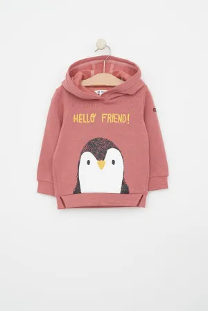 Sudadera con capucha estampado pingüino