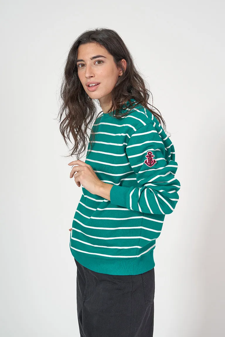 Sudadera de felpa con raya y detalle de ancla