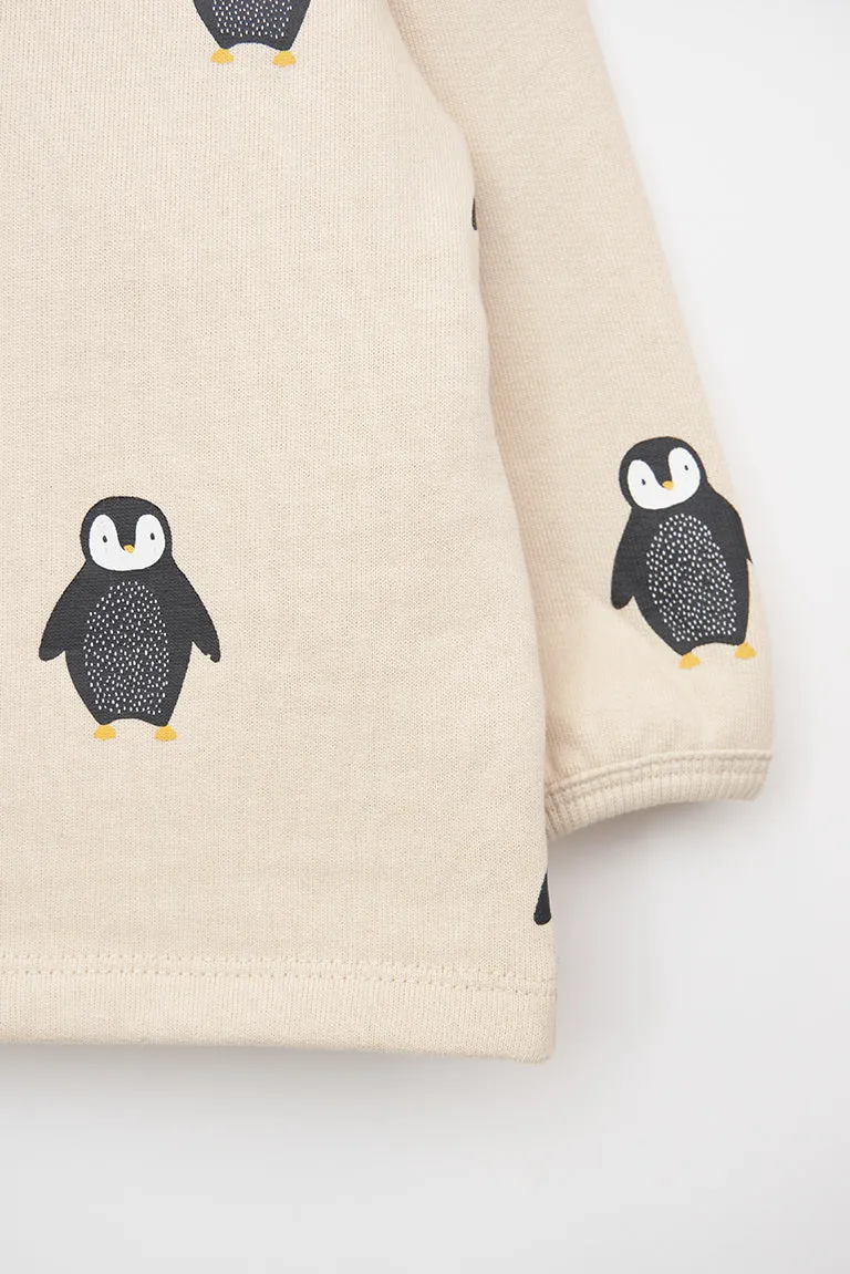 Sudadera de felpa estampada pingüinos