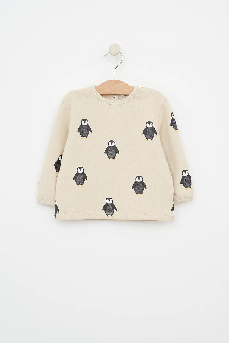 Sudadera de felpa estampada pingüinos