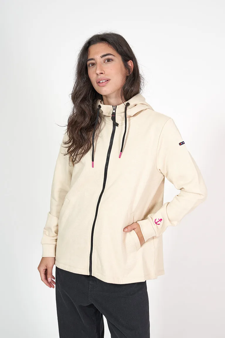 Sudadera o chaqueta de felpa con capucha y pliegue trasero