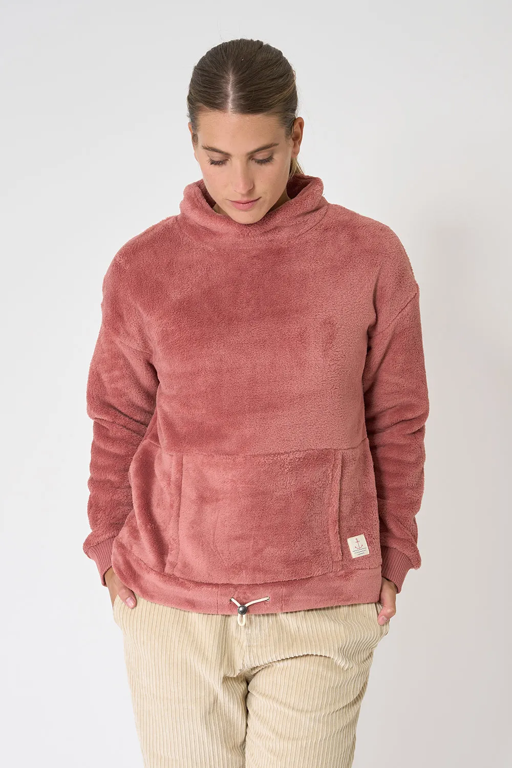 Sudadera teddy polar cuello elevado