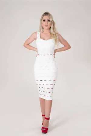 Vestido de Bandagem Midi Branco