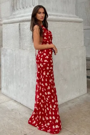 VESTIDO VERMELHO FLORES